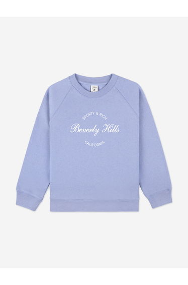 Sporty & Rich Kids Beverly Script Crewneck Sweatshirt in Blue