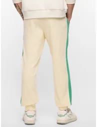 Men Cream Embroidered Oversized Joggers - 3