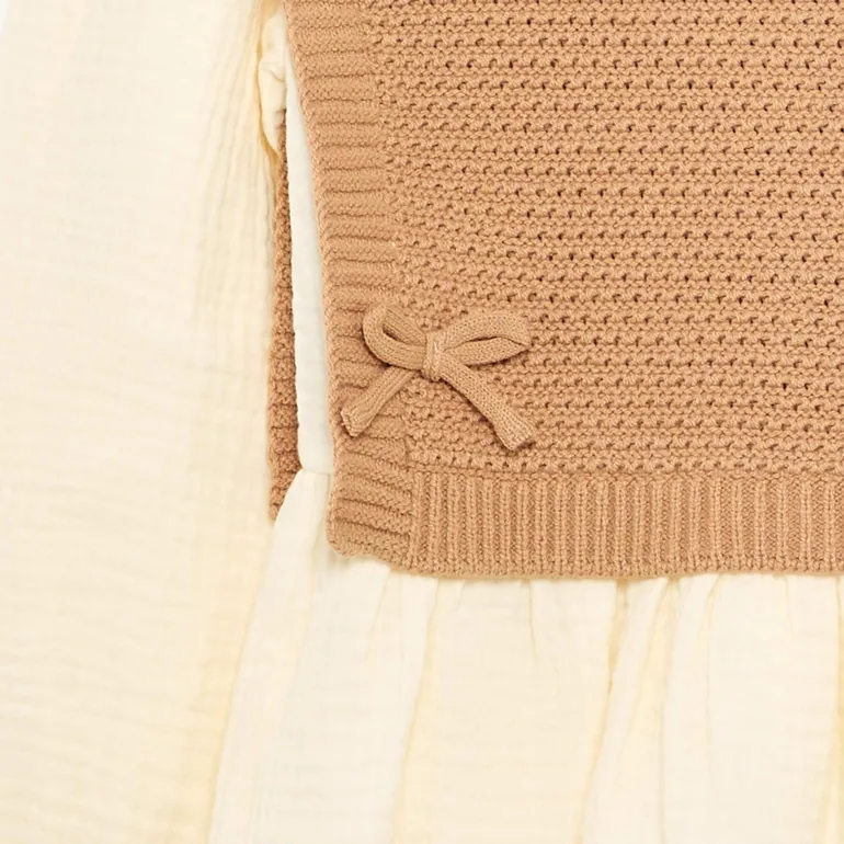 Blouse-Effect 2-in-1 Sweater BEIGE - 2