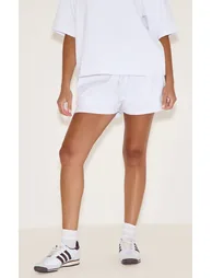 White Embroidered Interlock Shorts - 1