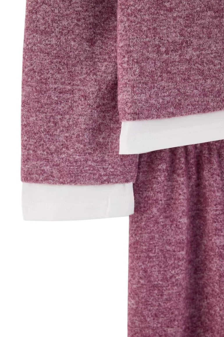 Purple Double Layer Soft Knitted Pajama Set - 7