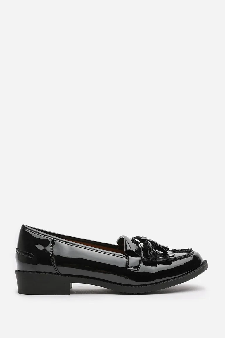 Davinae Black Patent Tassel Detail Loafers - 2