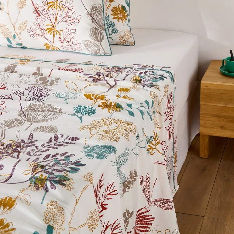 Botanique Floral 100% Cotton Percale 200 Thread Count Flat Sheet - 4