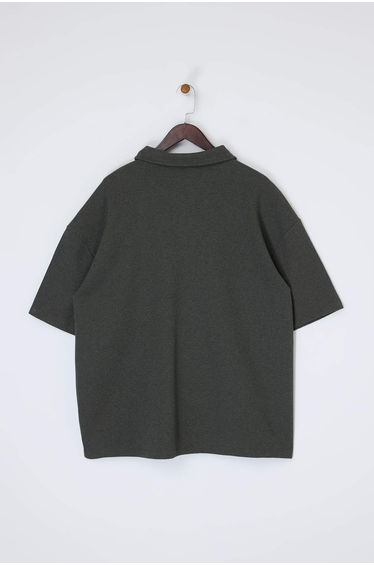 Khaki Big Size Oversized /Wide Cut Textured Polo Neck T-Shirt product thumbnail 4