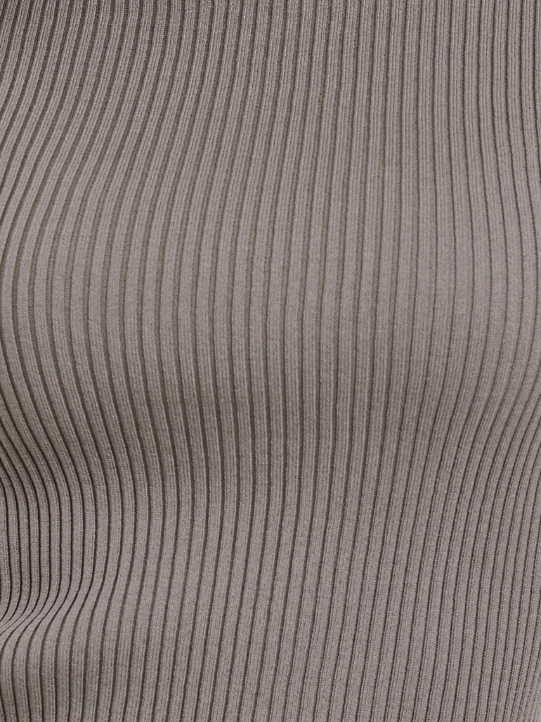 Brown Solid Short Sleeve Flat Knit Top - 3