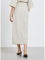 Women Off White Wrap Maxi Skirt - 3