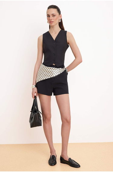 Black Fitted Vest with Tie Detail on the Back