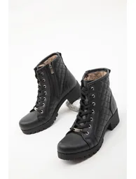 Black Quilted Boots & Bootie - 1