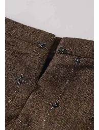 Rhinestone Sequin Flower Grid Tweed Mini Skirt - 4