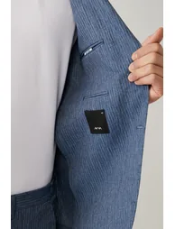 Men's Blue Unlined Linen Touch Suit Blazer - 4