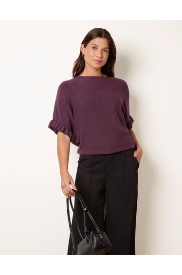 Knitted Frill Sleeve Batwing Jumper product thumbnail 3