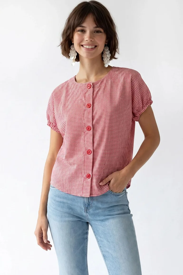 MIXRAY Gingham Poplin Button Shirt - 2