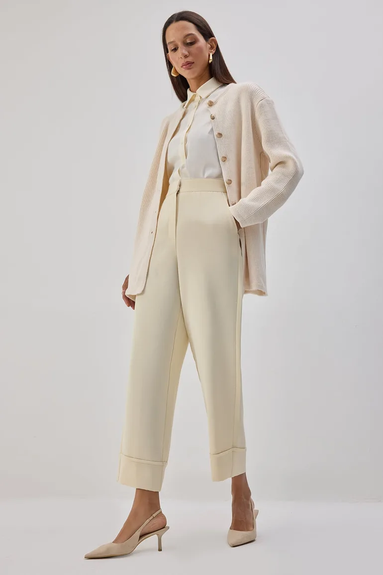 HIGH WAISTED DOUBLE LEG TROUSERS - 2