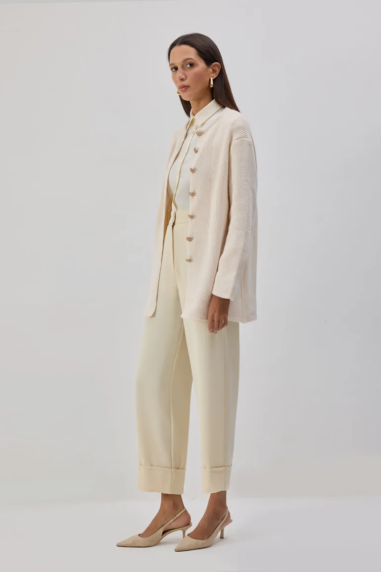 HIGH WAISTED DOUBLE LEG TROUSERS - 4