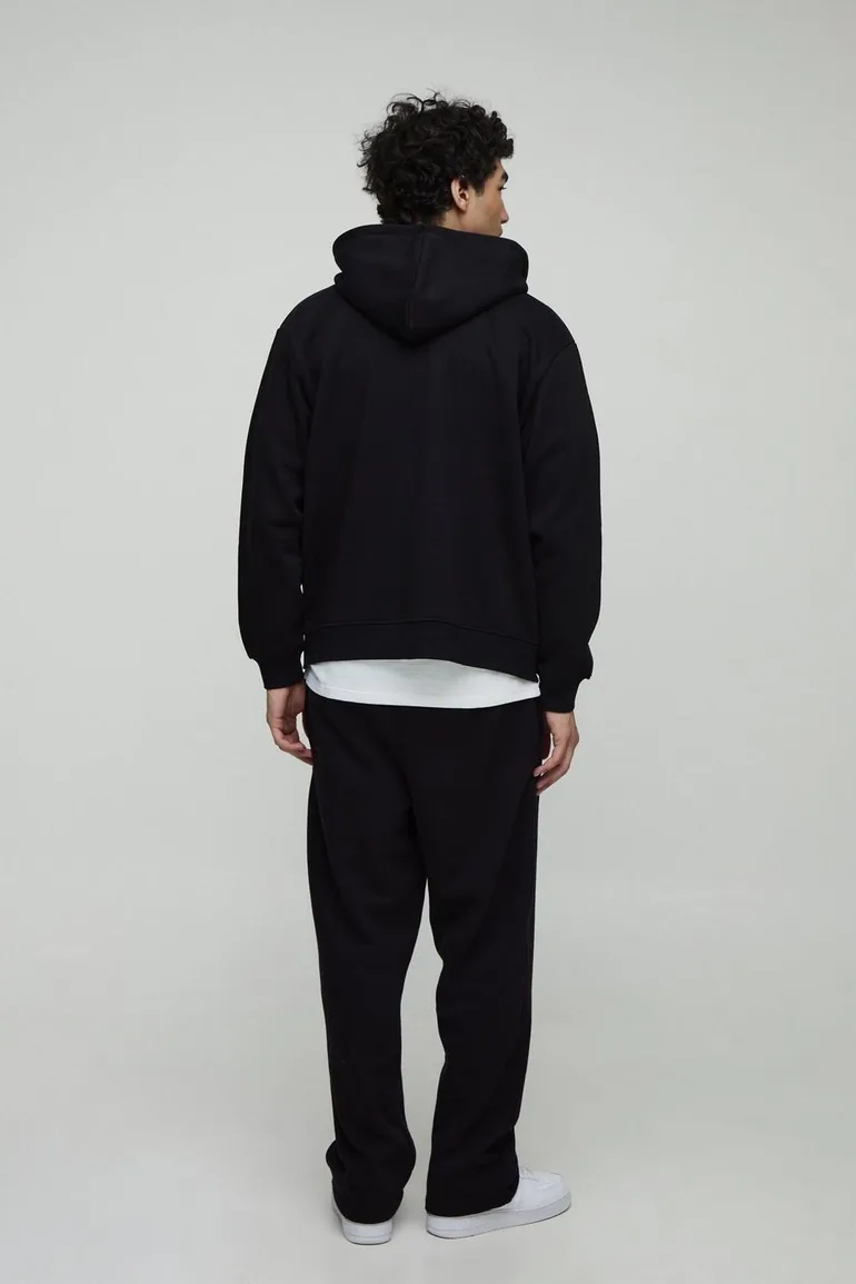 Basic Oversized Zip Through Hoodie - 1