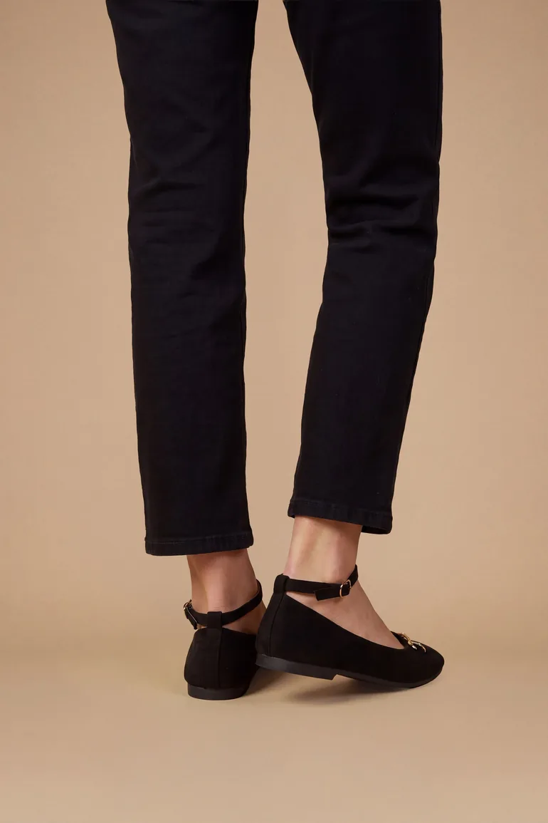 Good For The Sole: Stella Super Padded Faux Suede Soft Flexi Outsole Ankle Strap Ballet Flats - 1