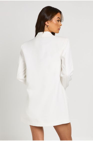 Tall Shoulder Pad Plunge Oversized Blazer - ivory product thumbnail 2