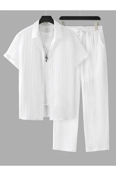 Solid Short Sleeve Shirt and Pants Co-Ords