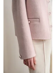 Short Loose Wool Double-Faced Tweed Coat - 3