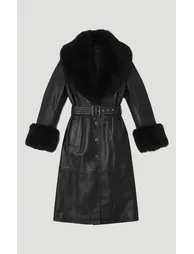 Shearling Cuff And Collar Leather Coat - 3