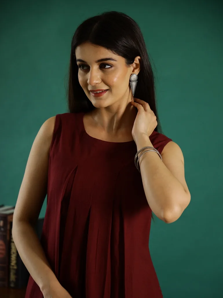 Round Neck Cotton A-Line Kurta with Trousers Set - 3