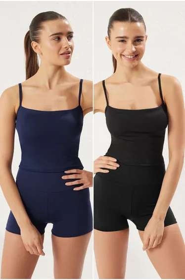 Black-Navy Blue Diving/Scuba Covered Sports Bra