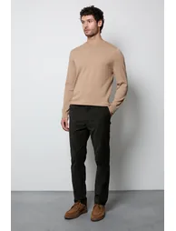 Olive Corduroy Stretch Slim Fit Trousers - 1