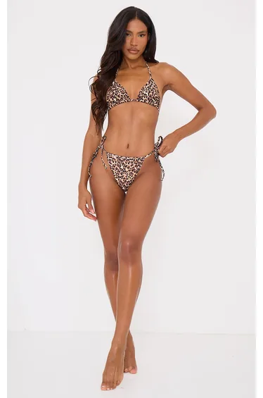 Leopard White Mix And Match Triangle Bikini Top