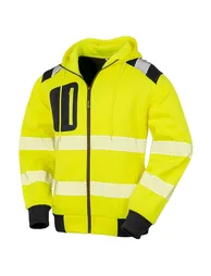 Result Genuine Recycled Unisex Adult Robust Safety Full Zip Hoodie - Fluorescent Yellow