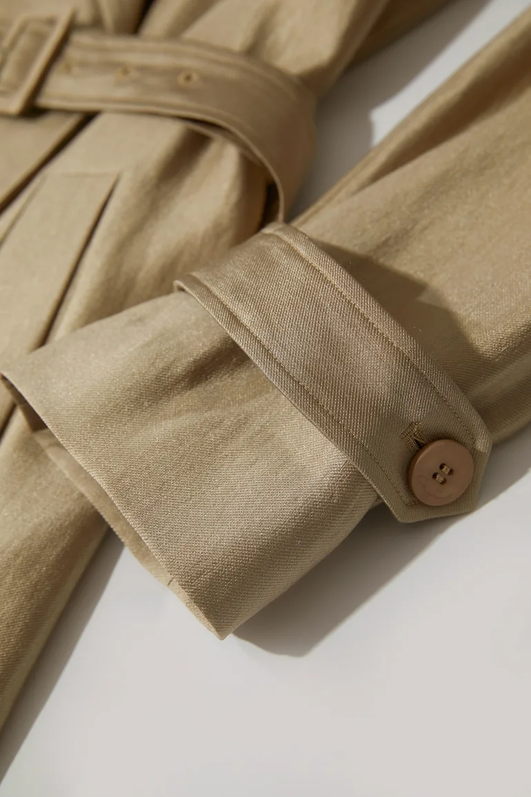 Belted Long Trench Coat - 10