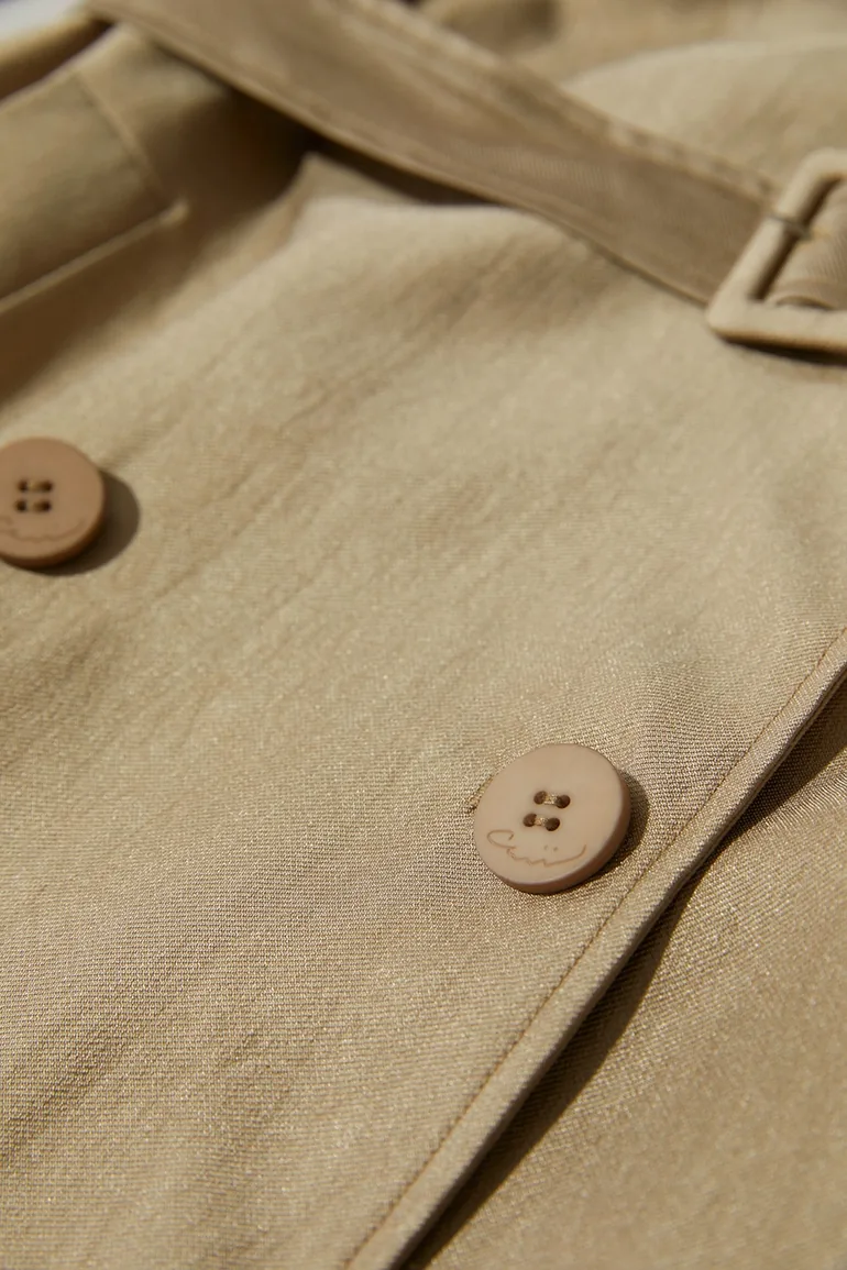 Belted Long Trench Coat - 13