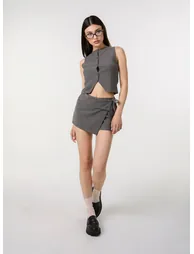 Pinstripe Wrap Front Skort