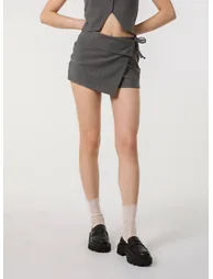 Pinstripe Wrap Front Skort - 1