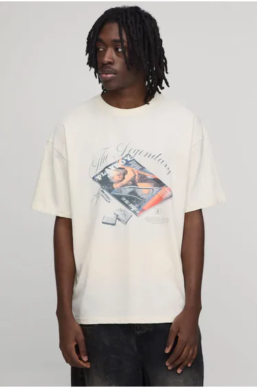 Oversized The Legendary Playboy Printed License T-shirt - ecru
