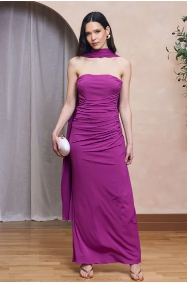 TFNC Solia Fuchsia Maxi Dress