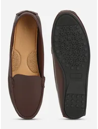 Coffee Brown Solid Casual Loafers - 2