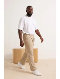 Beige Men's Large Size Trousers