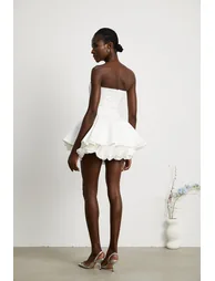 Lucie white petal-layered strapless corset mini dress - 1