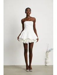 Lucie white petal-layered strapless corset mini dress - 5