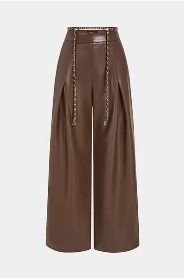 Faux Leather Belted Pants
