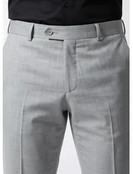 Grey Solid Structured Trousers - 3