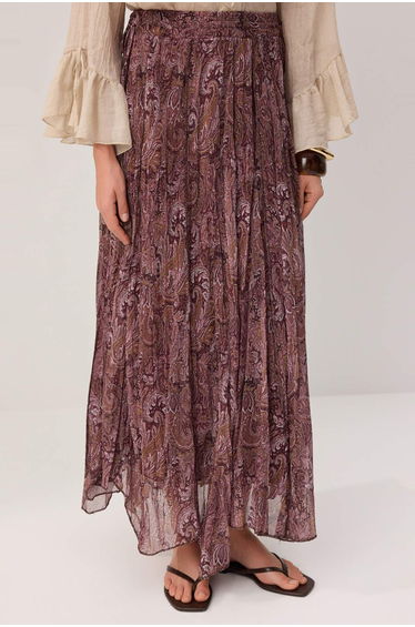 Brown Lined Ethnic Woven Top & Bottom Hijab Skirt product thumbnail 3