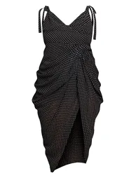 Plus Black Polka Dot Textured Bardot Midi Dress - 4