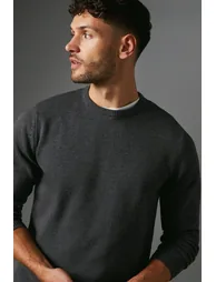 Premium Pure Cotton Crew Neck Jumper - grey - 3