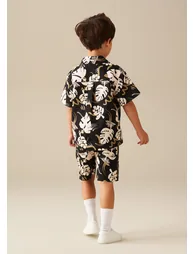 Finn Leaf Print Textured Short - 2