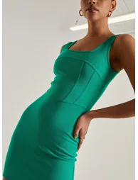 Bandage Corset Square Neck Bodycon Mini Dress - 3
