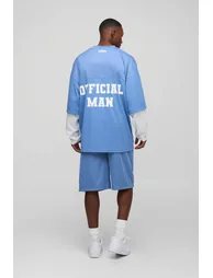 Oversized Official Man Faux Layer Mesh Hockey Top - 2
