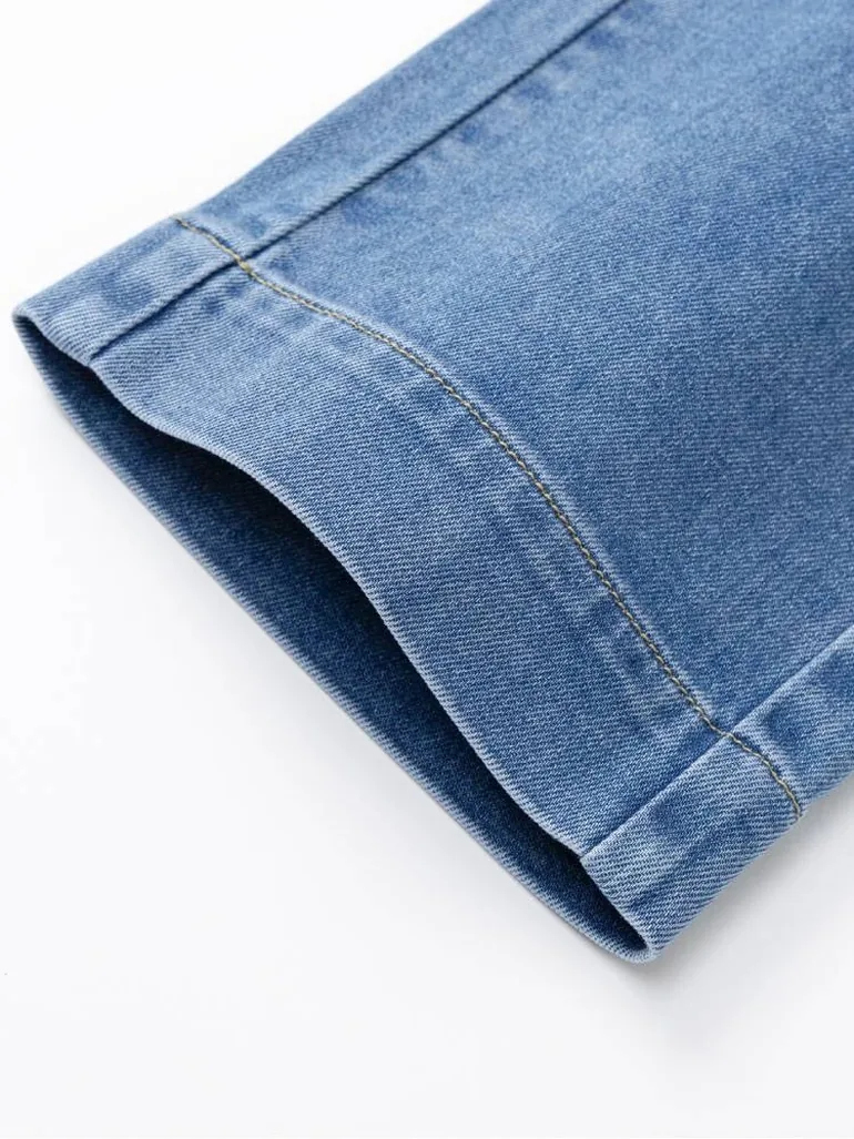 Girls' Denim Pants with Bow Pockets - 5