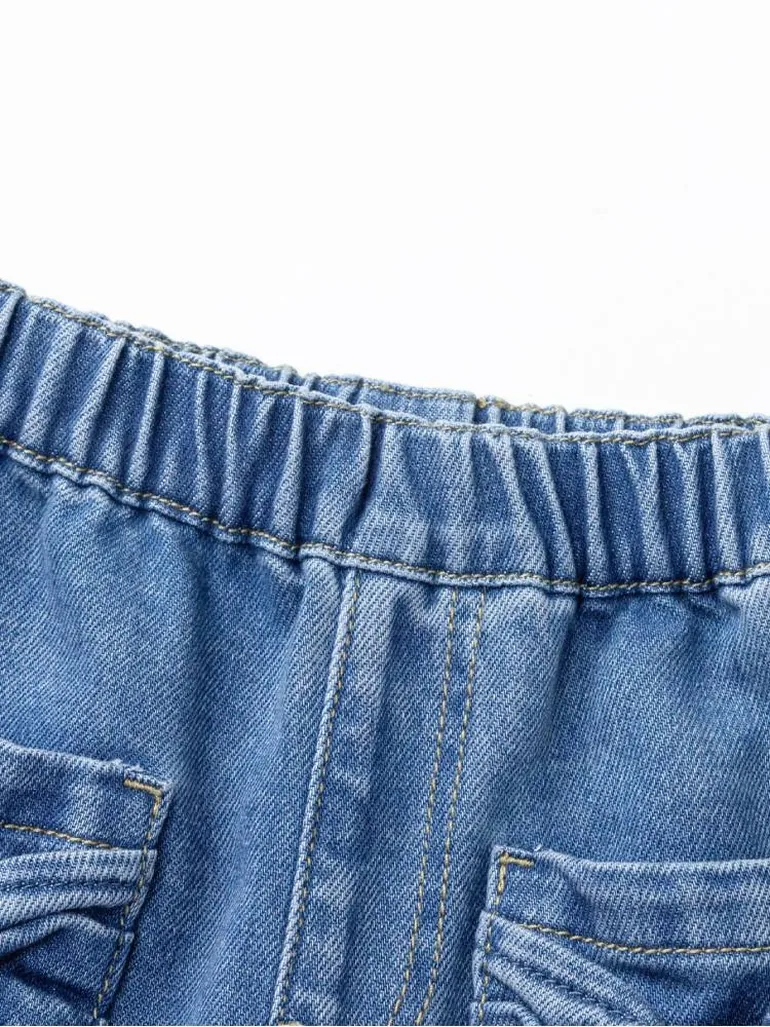 Girls' Denim Pants with Bow Pockets - 2