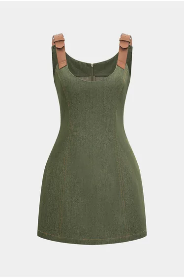 Metallic Decor Sleeveless Mini Dress